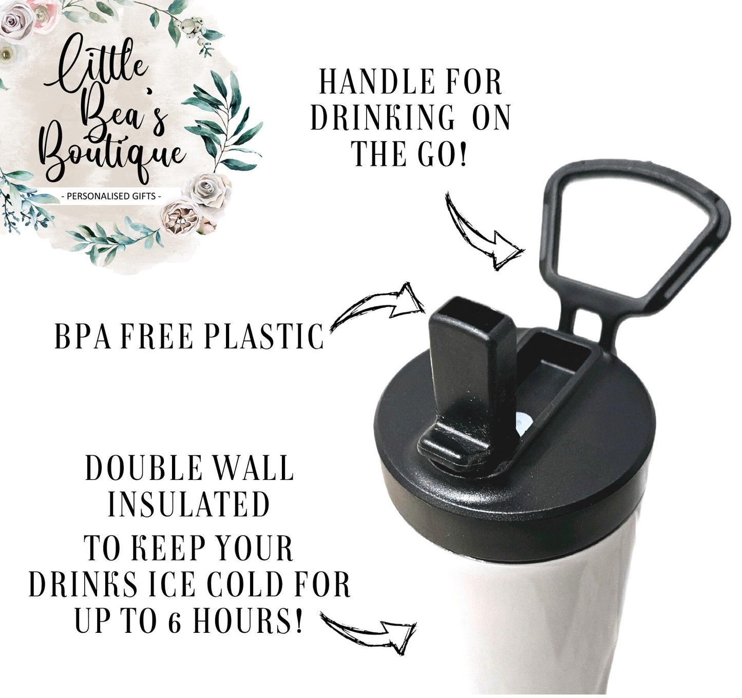 Add Your Logo or Photo Water Bottle Tumbler | Insulated Business Promotional Company Customised Merchandise, Personalised Qr Code
