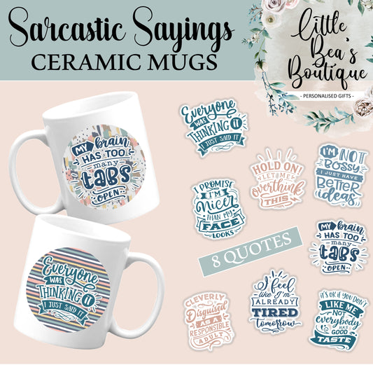 SARCASTIC FUNNY MUGS | Fun Quotes, Novelty Gift Mug Set, Fun Mug Collection, Gift for Friends, Mum, Dad | Present